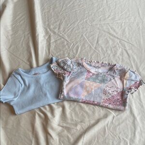 Cat & Jack and Garanimals Light Blue and Patchwork Tee Set